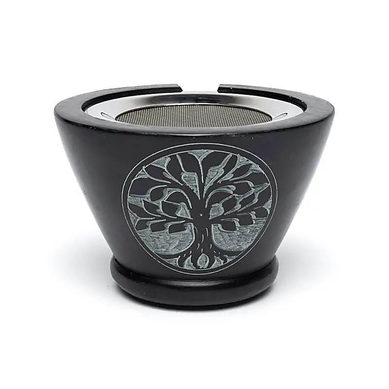 Praktikus és szép füstölőedény növényi gyanták, szárítmányok és természetes füstölőkeverékek füstöléséhez teamécsessel.